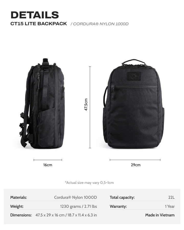 CT15 Lite Backpack - Cordura® Nylon 1000D