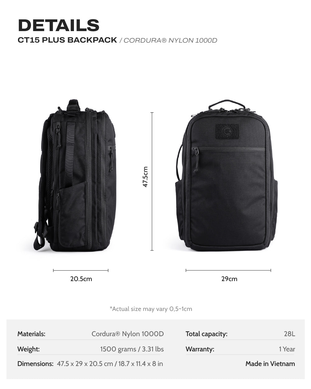 CT15 Plus Backpack - Cordura® Nylon 1000D