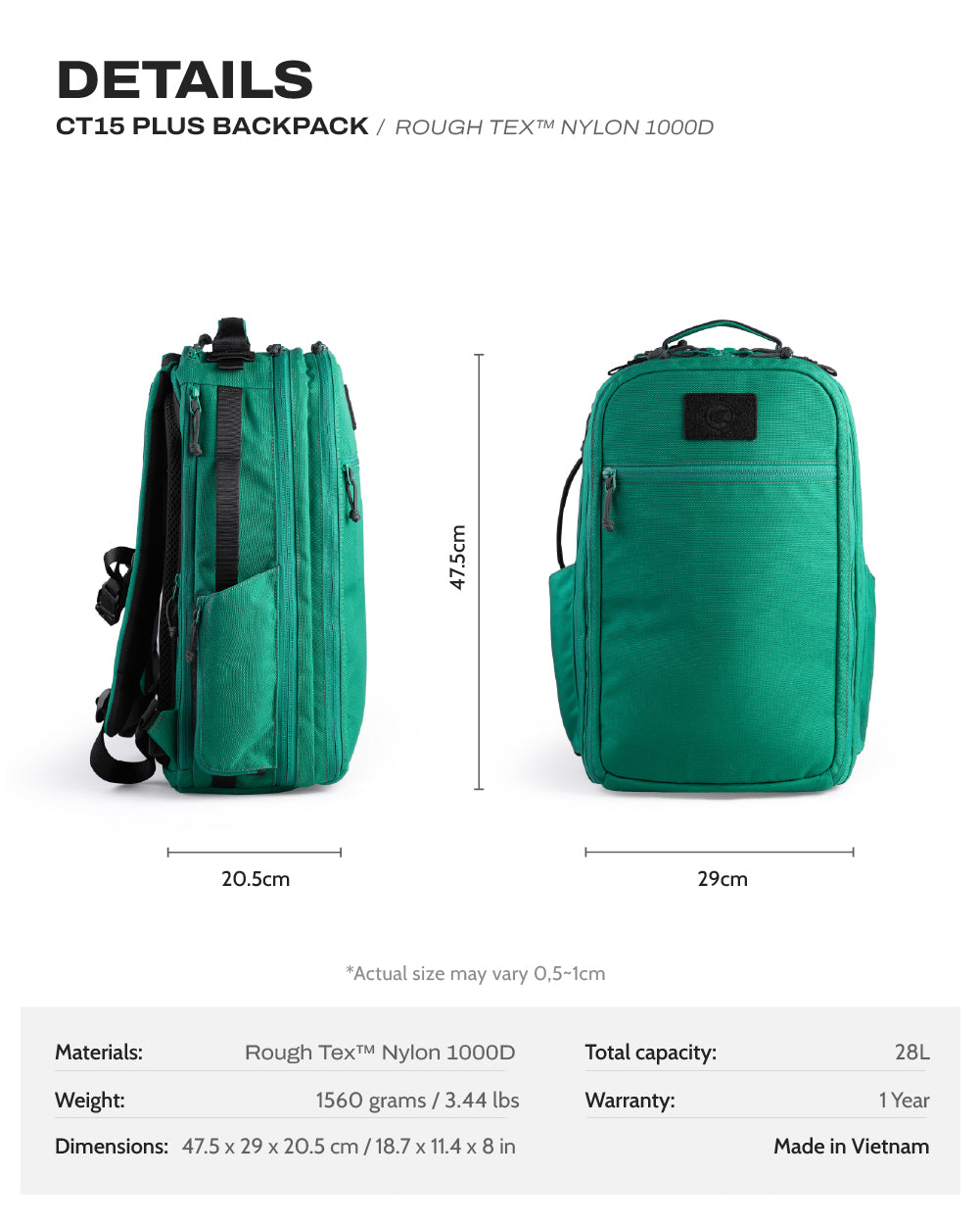 CT15 Plus Backpack - Rough Tex™ NYLON 1000D