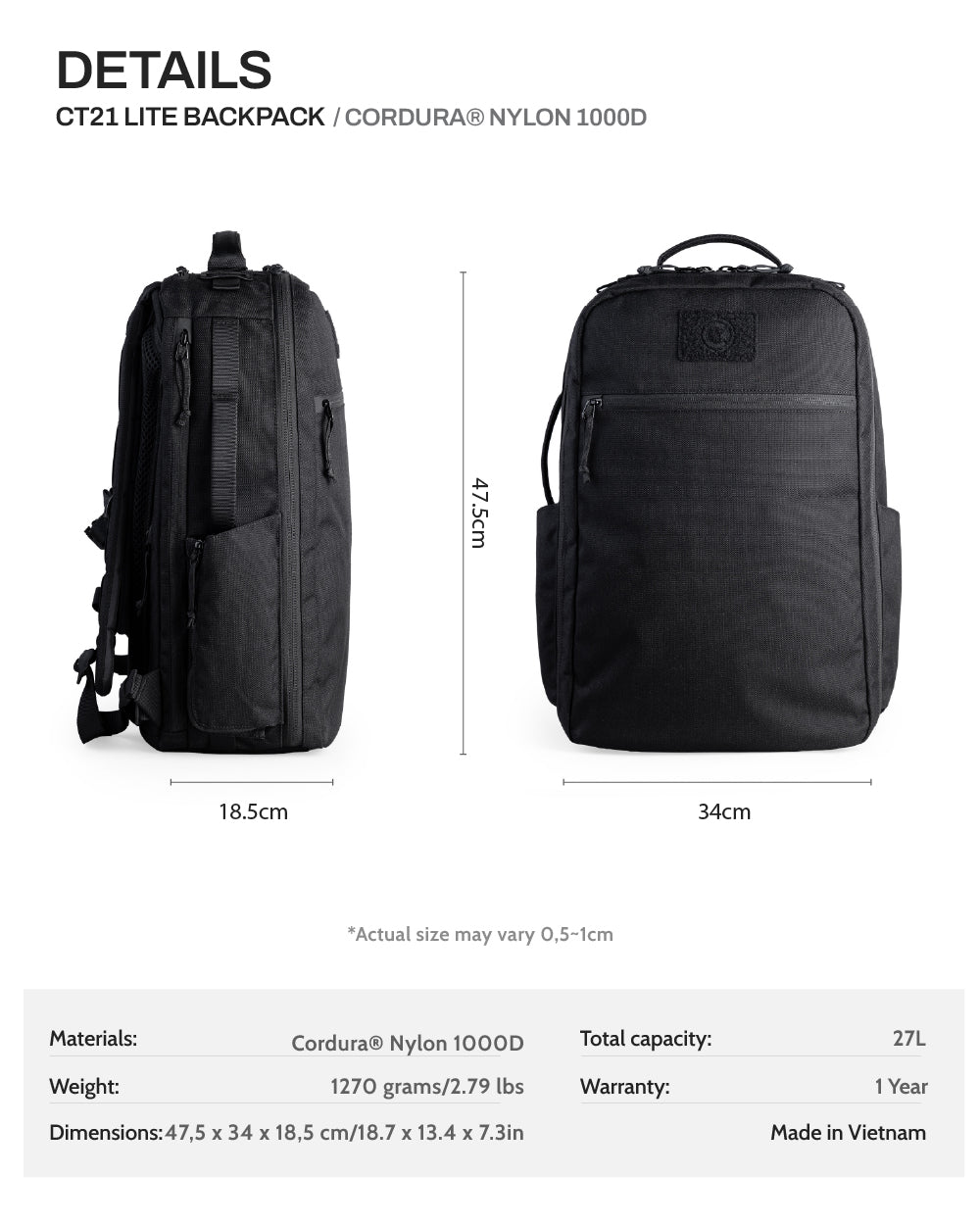 CT21 Lite Backpack - Cordura® Nylon 1000D