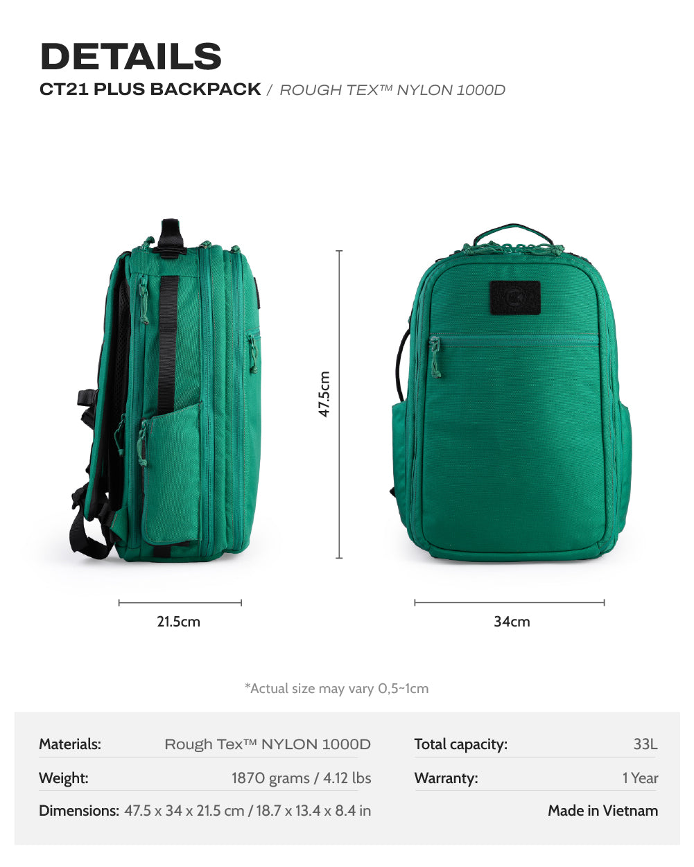 CT21 Plus Backpack - Rough Tex™ NYLON 1000D