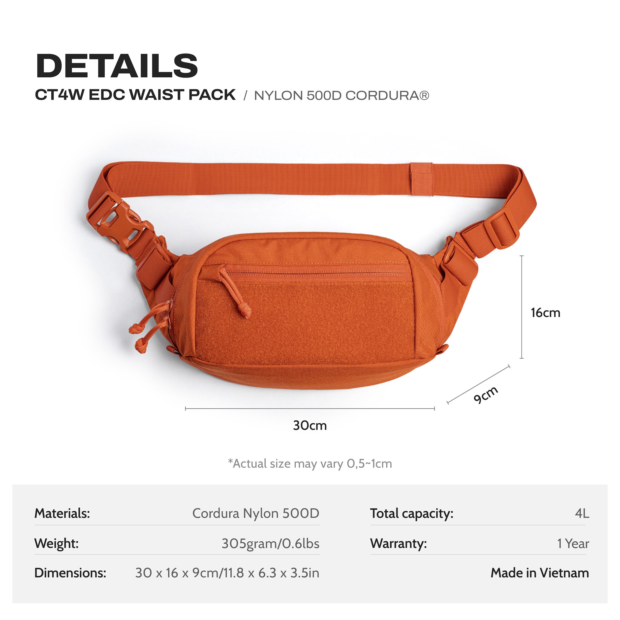 CT4W EDC WAIST PACK Nylon 500D Cordura