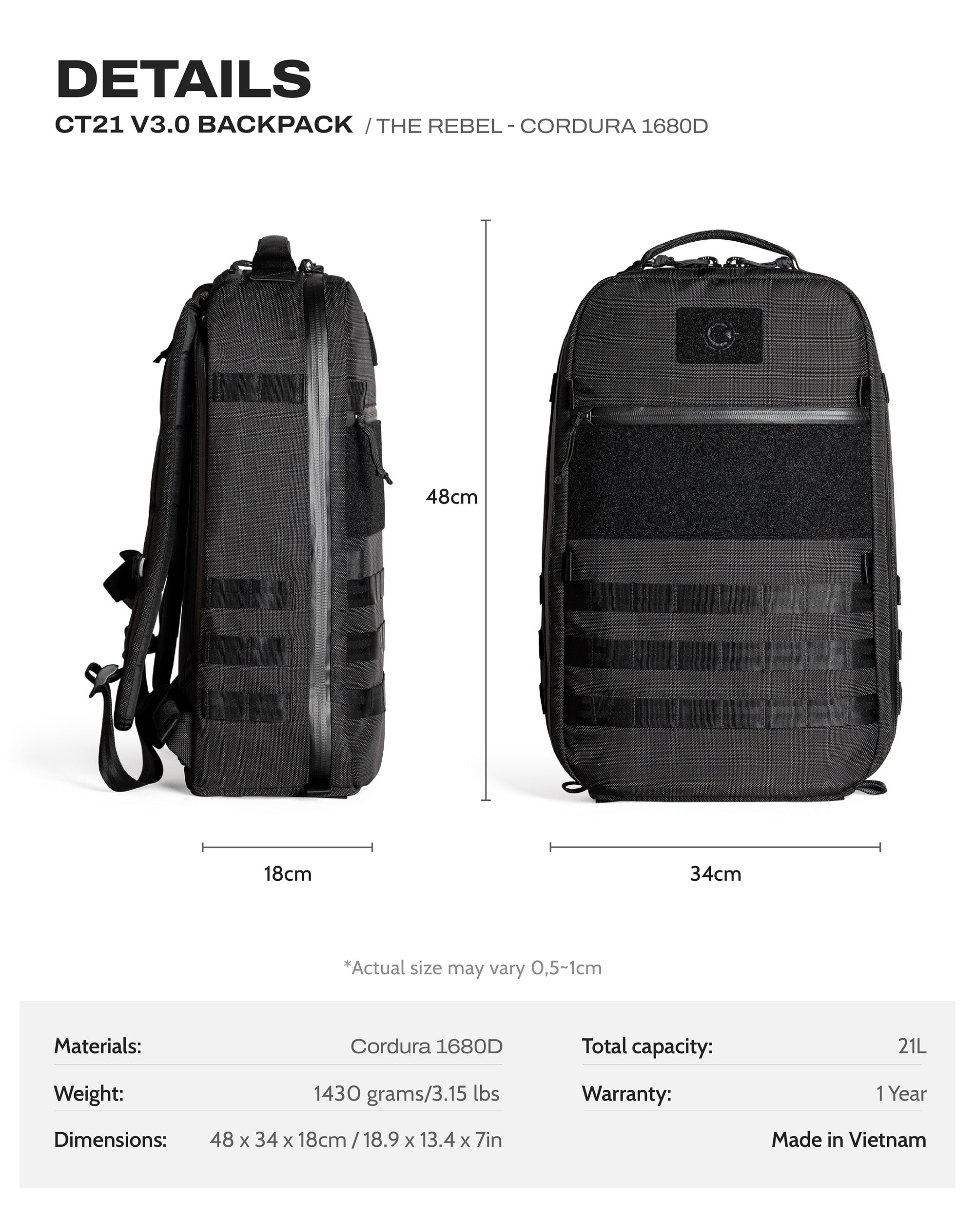 バッグ CTactical CT21 V3.0 BACKPACK - THE REBEL CT21 V3.0 Backpack - THE REBEL – Ctactical